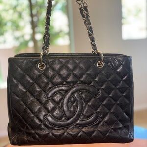 CHANEL CC GST Quilted Caviar Leather Tote Bag